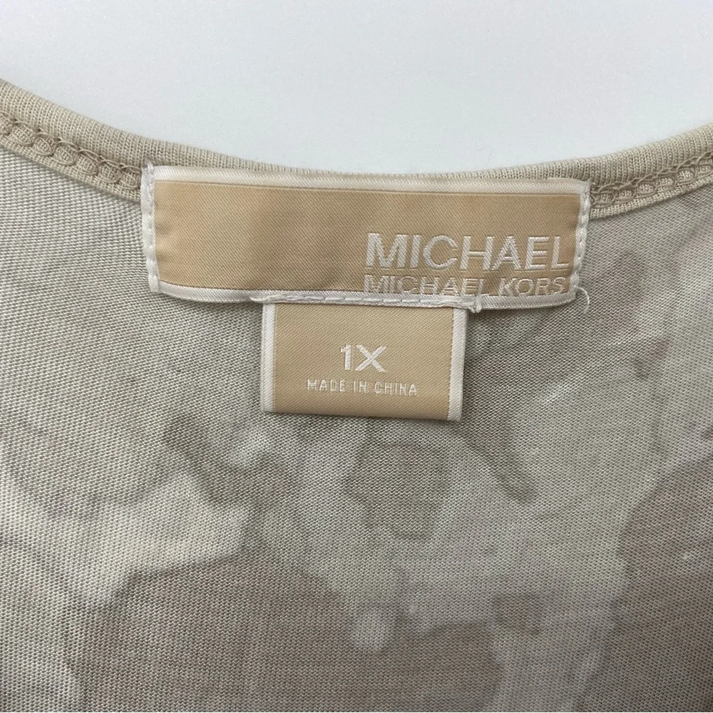 Michael Kors Taupe Sequin Camo Scoop Neck Tank Top Plus Size 1X